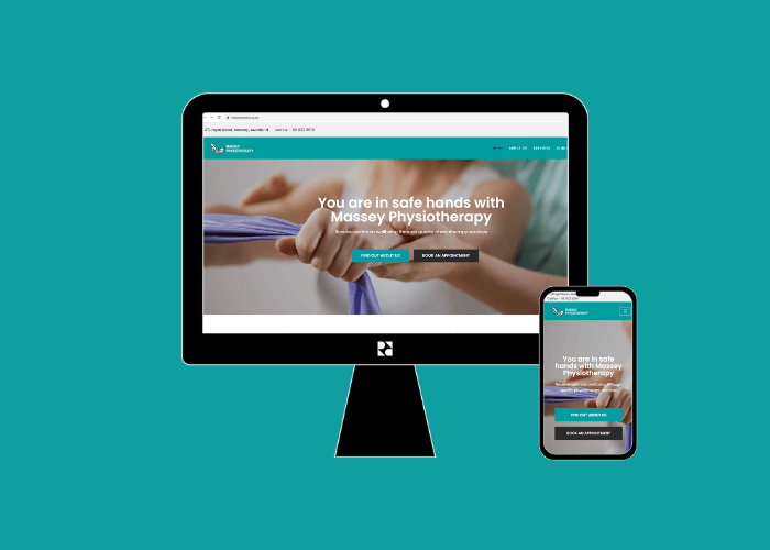 Massey Physio mobile and desktop Homepage. Website designed and developed by Digital Refinery.